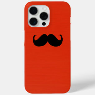 Funda Para iPhone 15 Pro Max Gracioso bigote negro sobre fondo rojo Naranja