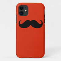 Gracioso bigote negro sobre fondo rojo Naranja