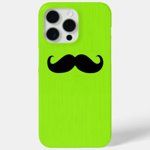 Funda Para iPhone 15 Pro Max Gracioso bigote negro sobre fondo verde amarillo