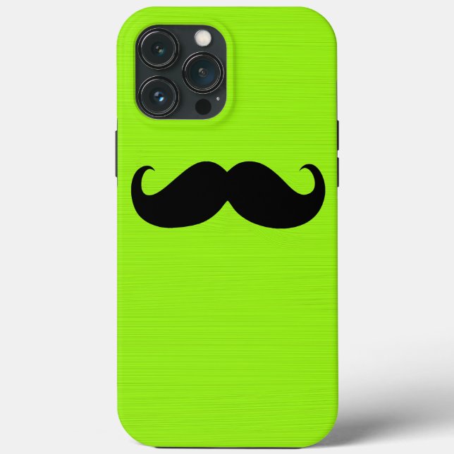 Funda De Case-Mate Para iPhone Gracioso bigote negro sobre fondo verde amarillo (Reverso )
