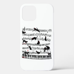 Funda Para iPhone 12 Gracioso Cat Music Note, Regalo Para Piano Player,