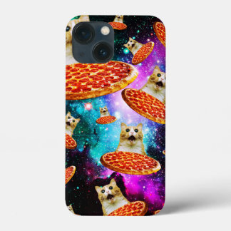 Funda Para iPhone 13 Mini Gracioso gato de pizza espacial