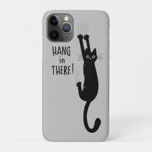Funda Para iPhone 11 Pro Gracioso gato negro colgando ¡Aguanta!