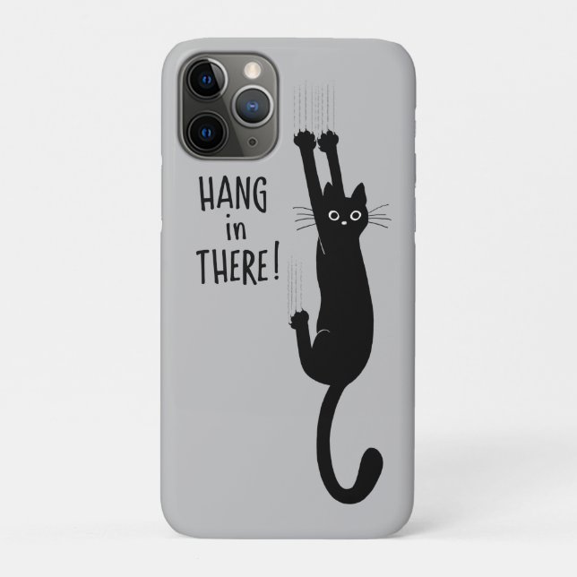 Funda De Case-Mate Para iPhone Gracioso gato negro colgando | ¡Aguanta! (Reverso)