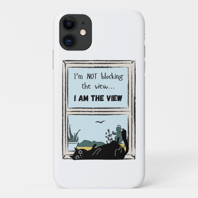 Funda De Case-Mate Para iPhone Gracioso gato negro, soy la vista (Reverso)