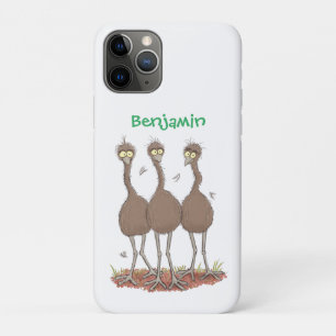 Funda Para iPhone 11 Pro Gracioso ilustracion del trío de emu australiano p