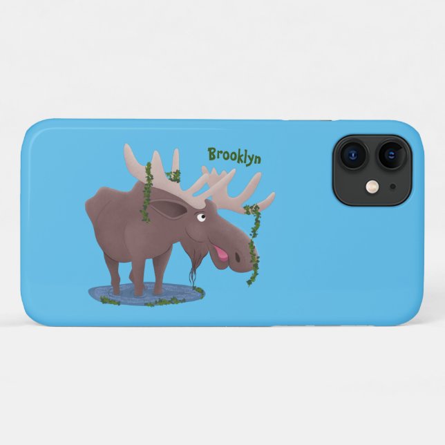 Funda De Case-Mate Para iPhone Gracioso ilustracion personalizado de alce feliz (Reverso (horizontal))