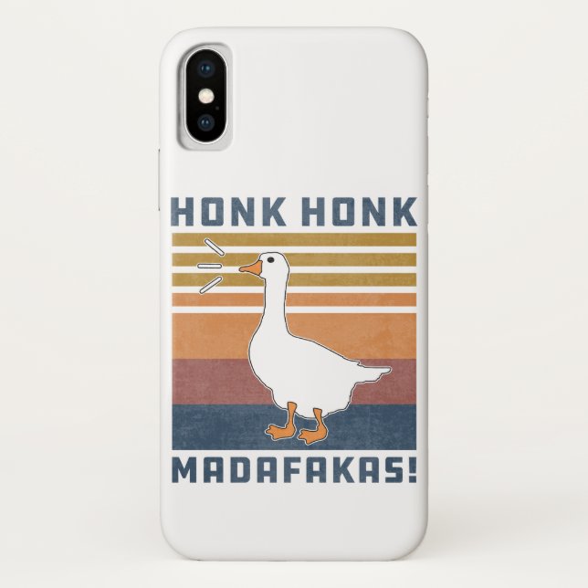 Funda De Case-Mate Para iPhone Gracioso pato retro honk ganso madafakas (Reverso)