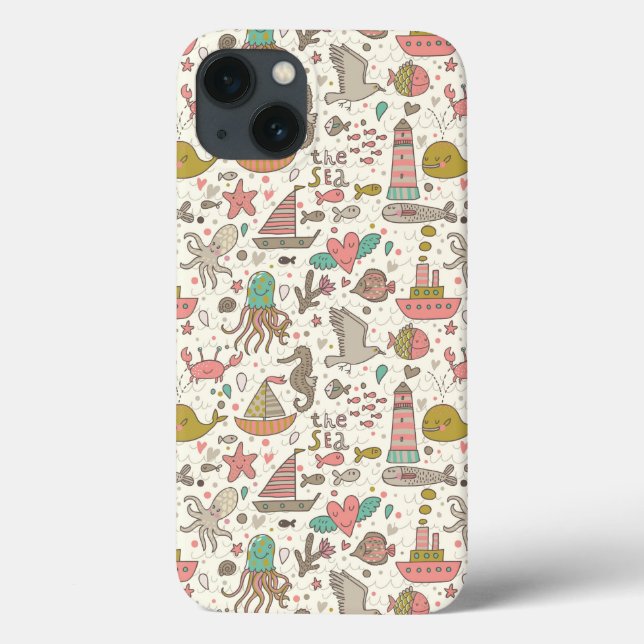 Funda De Case-Mate Para iPhone Gracioso Patrón De Verano Con Buques (Reverso)