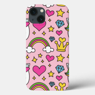 Funda Para iPhone 13 Gracioso patrón unicornio Pink Magic Horse Cute
