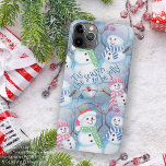 Funda Para iPhone 11 Pro Max Gracioso Snowmen Christmas Tree String Light Patte<br><div class="desc">Este funda de telefonía celular es una excelente manera de proteger tu teléfono y añadir algo de encanto invernal a tu estilo. Cuenta con una divertida y colorida imagen acuática de hombres de nieve sonrientes en la nieve del invierno de diciembre, creando un alegre y festivo patrón, y el lindo...</div>