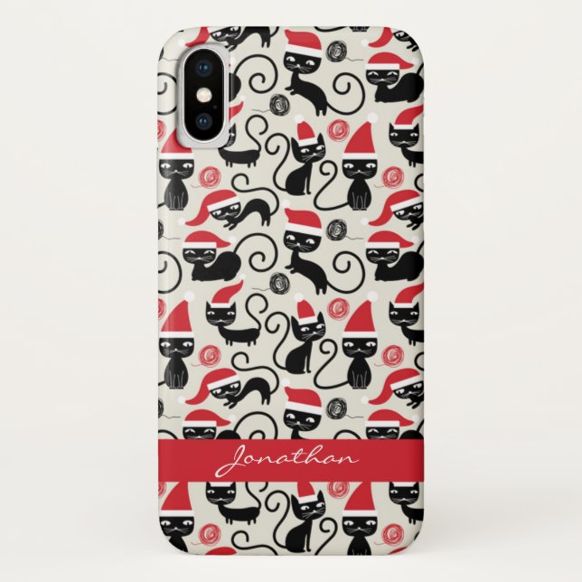 Funda De Case-Mate Para iPhone Graciosos gatitos de Cute vistiendo Navidades de S (Reverso)