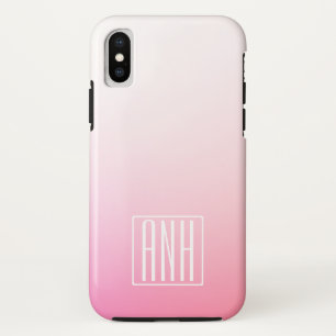 Funda Para iPhone X Gradación de tonos rosados desvanecidos y sus inic