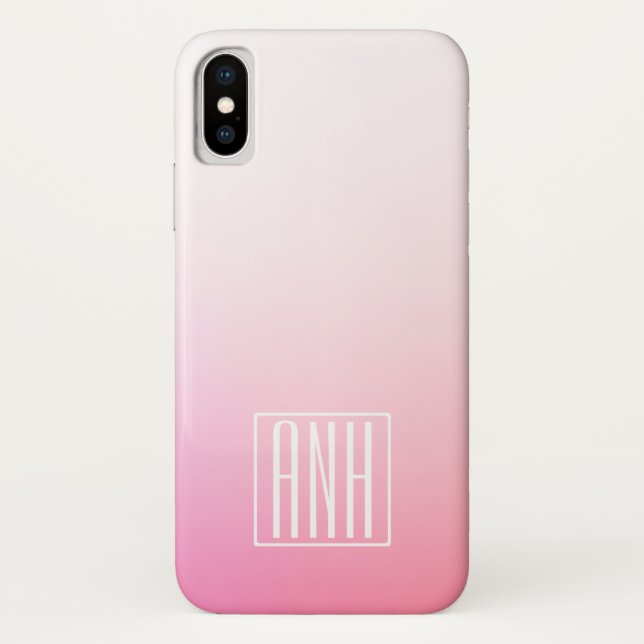Funda De Case-Mate Para iPhone Gradación de tonos rosados desvanecidos y sus inic (Reverso)