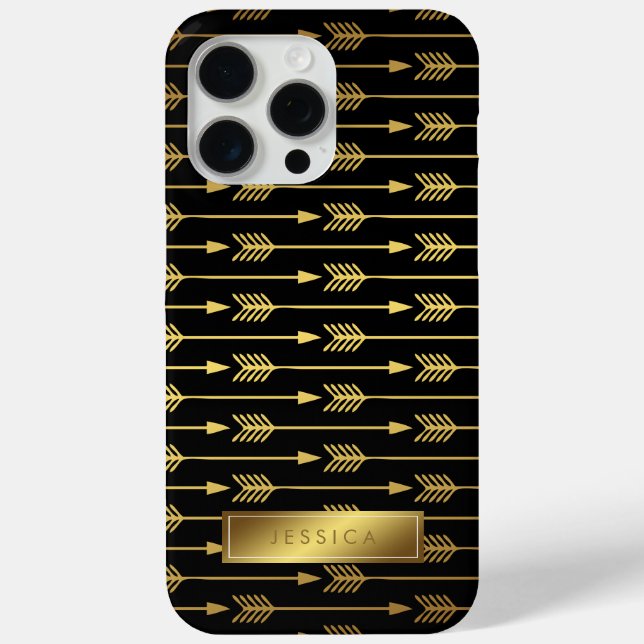 Funda De Case-Mate Para iPhone Gradiente amarillo y patrón de flechas negro (Reverso )