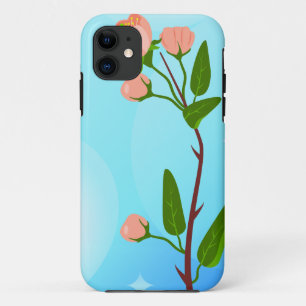 Funda Para iPhone 11 Gradiente azul del cielo con rama de primavera flo