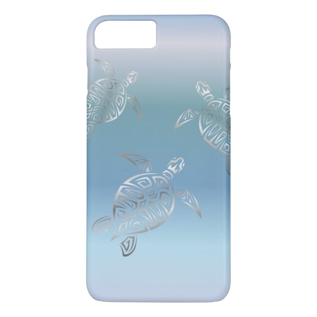 Funda De Case-Mate Para iPhone Gradiente azul plateado de tortugas marinas (Reverso)