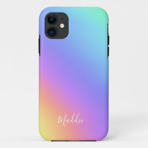 Funda Para iPhone 11 gradiente brillante de arcoiris giratorio personal