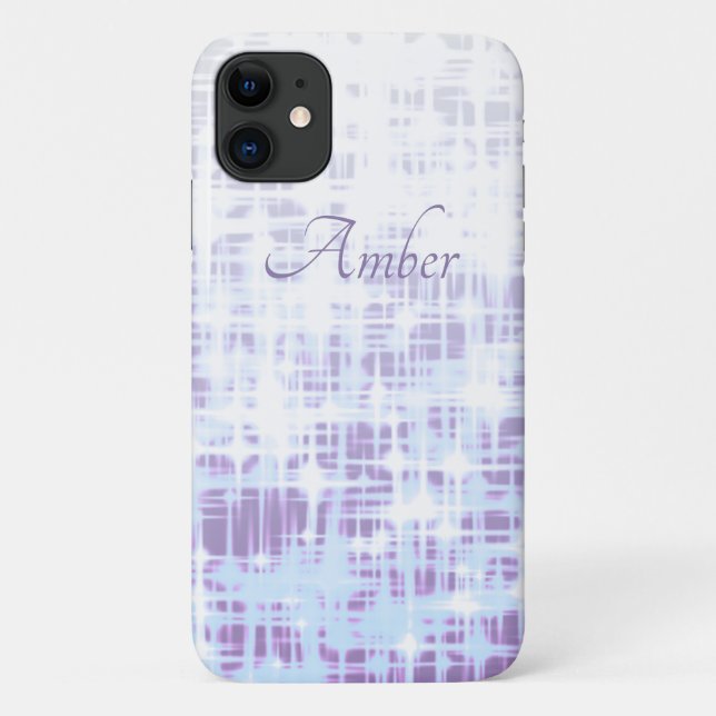 Funda De Case-Mate Para iPhone Gradiente de blanco morado brillo destellos Person (Reverso)