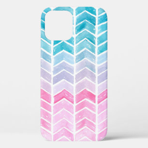 Funda Para iPhone 12 Gradiente de color de agua pintado a mano azul geo