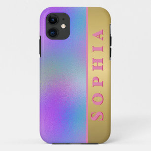 Funda Para iPhone 11 Gradiente de color rosa verde y azul personalizado