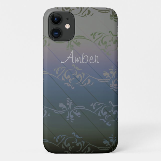 Funda De Case-Mate Para iPhone Gradiente de hoja de plata gris personalizado (Reverso)