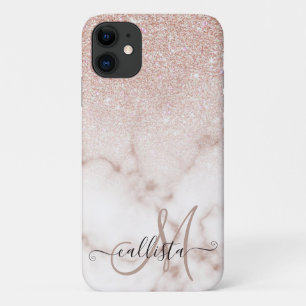 Funda Para iPhone 11 Gradiente de mármol blanco Rosa dorado glamuroso P