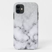 Gradiente de mármol Purpurina blanco plateado glam