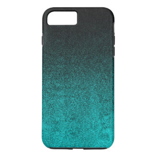 Funda Para iPhone 8 Plus/7 Plus Gradiente de Purpurina negro y Aqua de otoño