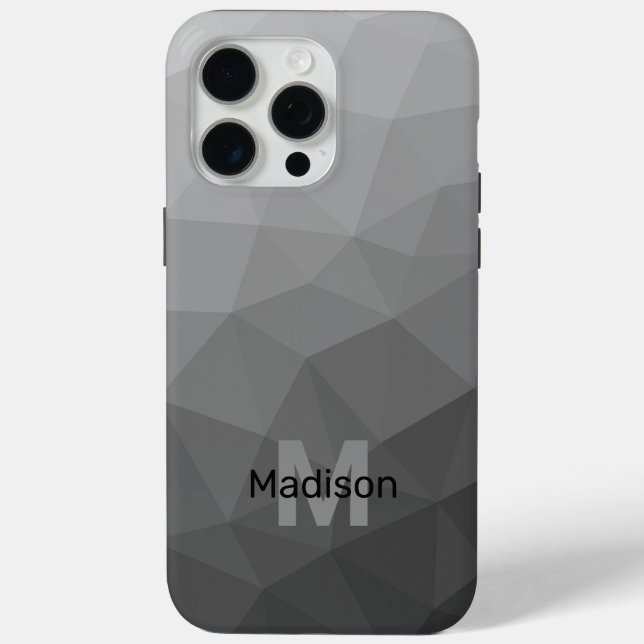 Funda De Case-Mate Para iPhone Gradiente gris claro de malla geométrica Monograma (Reverso )