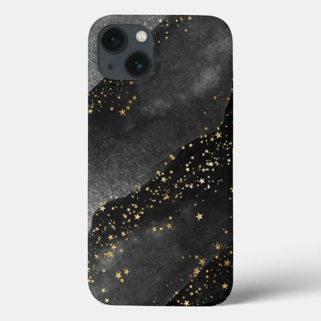 Funda De Case-Mate Para iPhone Gradiente gris negro espacio de estrellas cósmicas (Reverso)
