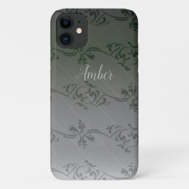Funda Para iPhone 11 Gradiente Gris Patrón de Hoja Personalizado
