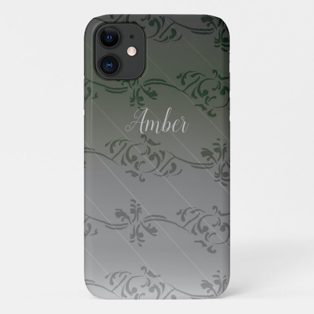 Funda De Case-Mate Para iPhone Gradiente Gris Patrón de Hoja Personalizado (Reverso)