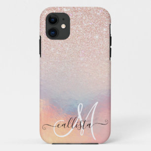 Funda Para iPhone 11 Gradiente holográfico irlandés Purpurina de oro Ro