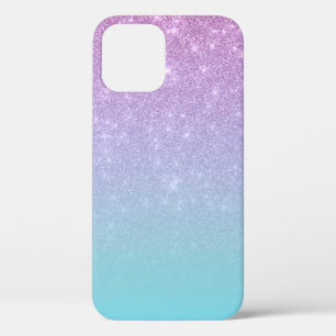 Funda Para iPhone 12 Gradiente Ombre Purpurina Azul Púrpura Moda