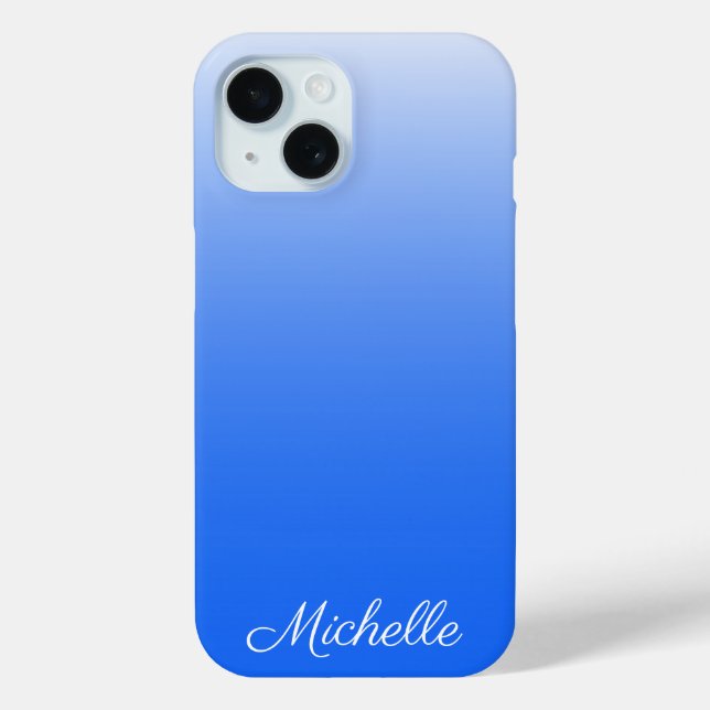 Funda De Case-Mate Para iPhone Gradiente personalizado azul eléctrico oscuro (Reverso )