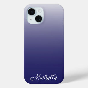 Funda Para iPhone 15 Gradiente personalizado azul marino oscuro