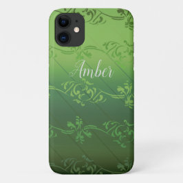 Funda Para iPhone 11 Gradiente Verde Patrón de Hoja Personalizado