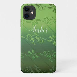 Funda Para iPhone 11 Gradiente Verde Patrón de Hoja Personalizado
