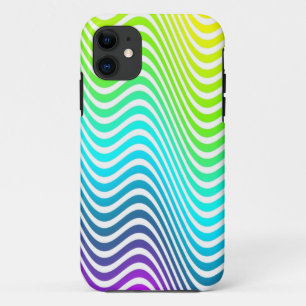 Funda Para iPhone 11 Gradientes de color Ondas ZigZag - rosa azul amari