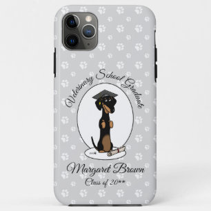 Funda Para iPhone 11 Pro Max Graduación Dachshund (negro y marrón) - Perro lind