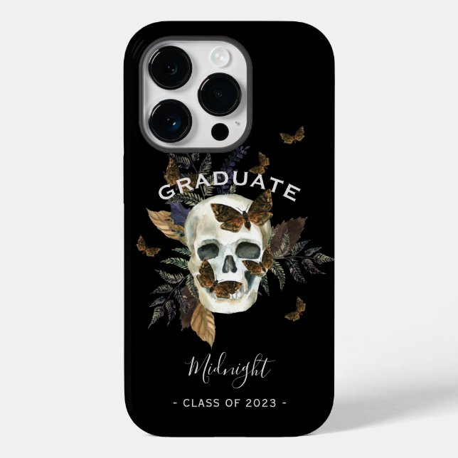 Funda De Case-Mate Para iPhone Graduación gótica del cráneo (Reverso )
