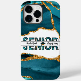 Funda Para iPhone 14 Pro Max De Case-Mate Graduación personalizada de Purpurina de oro azul 