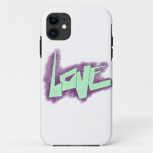 Funda Para iPhone 11 graffiti de amor morado verde menta tipografía pun