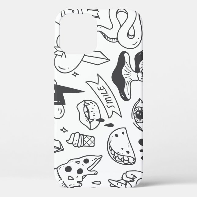 Funda De Case-Mate Para iPhone Graffiti lindo: Conjunto de arte Doodle. (Reverso )