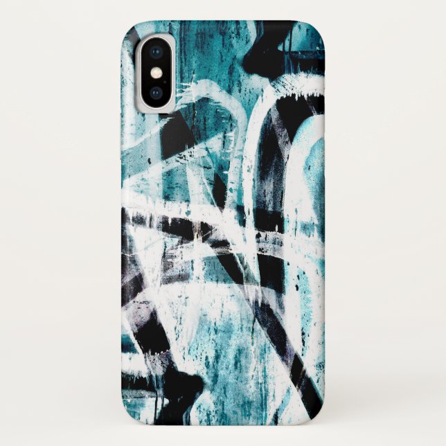 Funda De Case-Mate Para iPhone Graffiti negro y azul abstracto (Reverso)