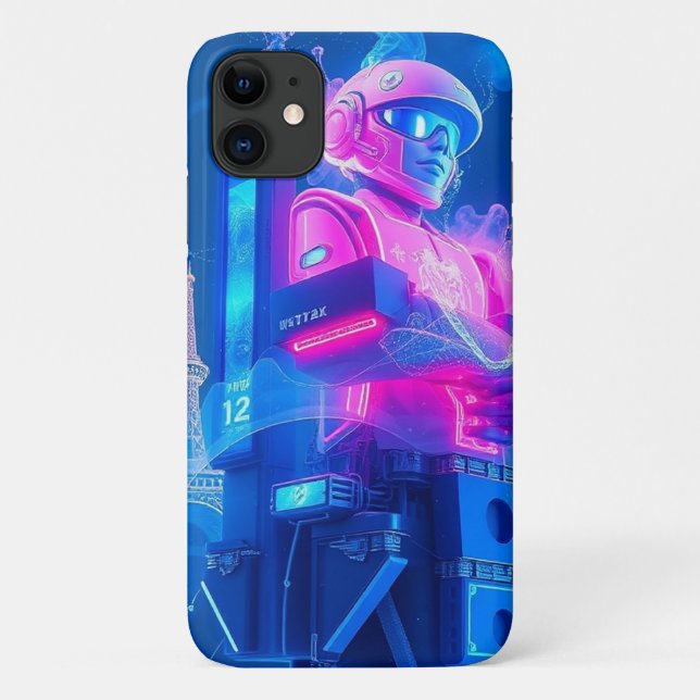 Funda De Case-Mate Para iPhone Gráfica Robo Neon - Móvil (Reverso)
