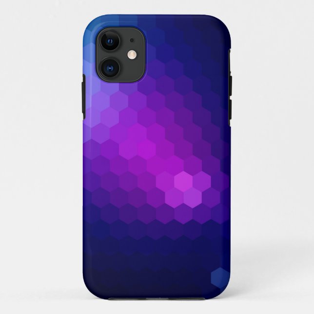 Funda De Case-Mate Para iPhone Gráfica transparente hexagonal púrpura (Reverso)