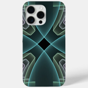 Funda Para iPhone 15 Pro Max Gráfico de arte fractal geométrico Verde azulado m
