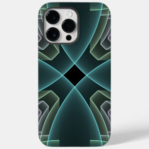Funda Para iPhone 14 Pro Max De Case-Mate Gráfico de arte fractal geométrico Verde azulado m